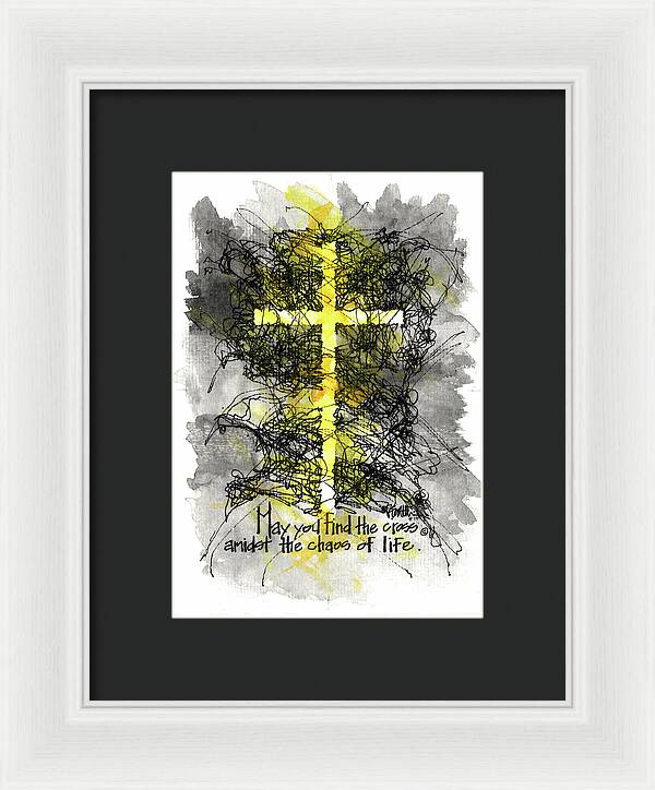 Chaos Order Cross 13 - Luminous Yellow - Framed Print