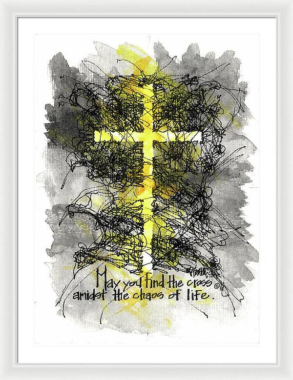 Chaos Order Cross 13 - Luminous Yellow - Framed Print