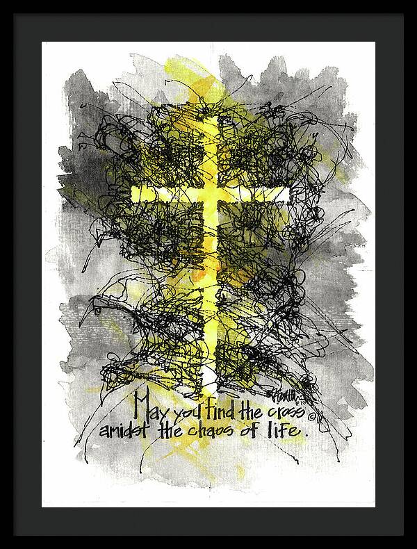 Chaos Order Cross 13 - Luminous Yellow - Framed Print