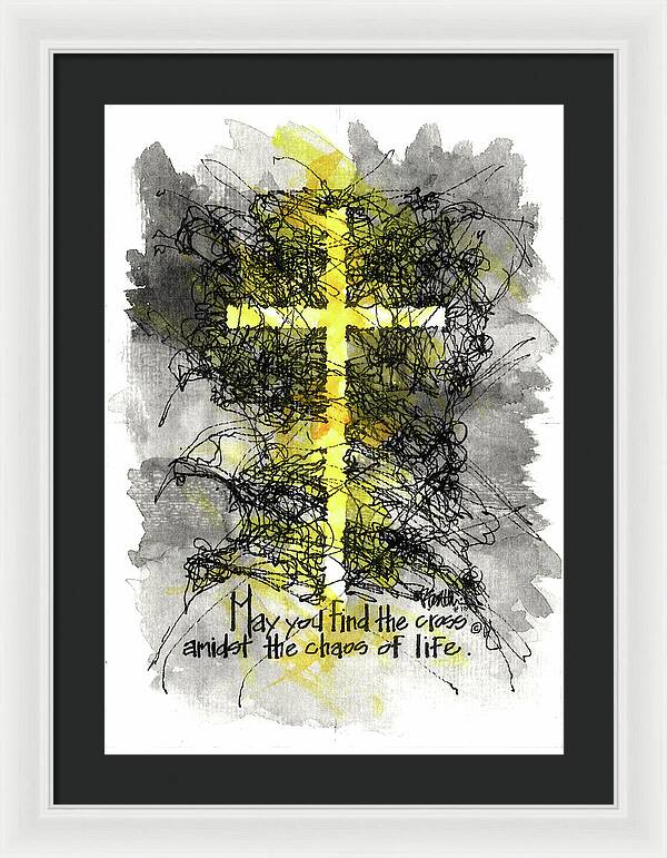 Chaos Order Cross 13 - Luminous Yellow - Framed Print