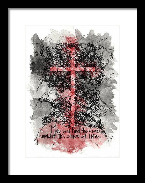Chaos Order Cross 13 - Sorrowful Red - Framed Print