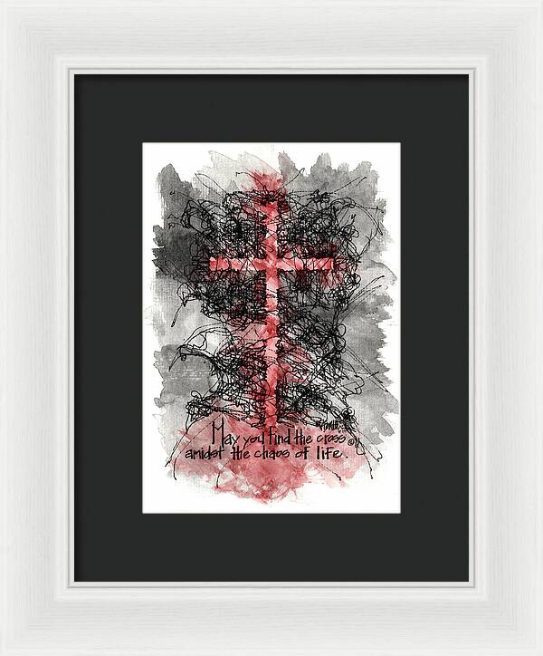 Chaos Order Cross 13 - Sorrowful Red - Framed Print