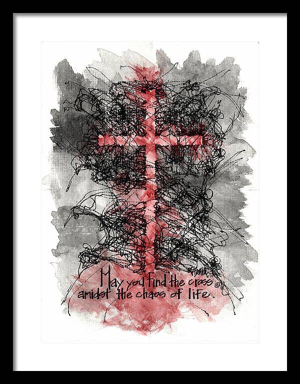 Chaos Order Cross 13 - Sorrowful Red - Framed Print