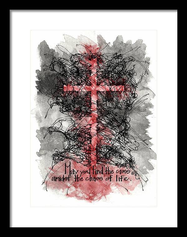Chaos Order Cross 13 - Sorrowful Red - Framed Print