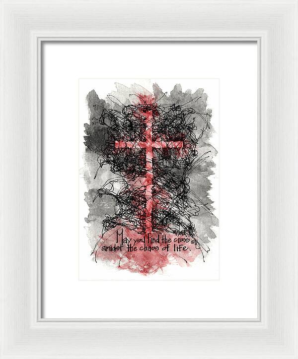 Chaos Order Cross 13 - Sorrowful Red - Framed Print