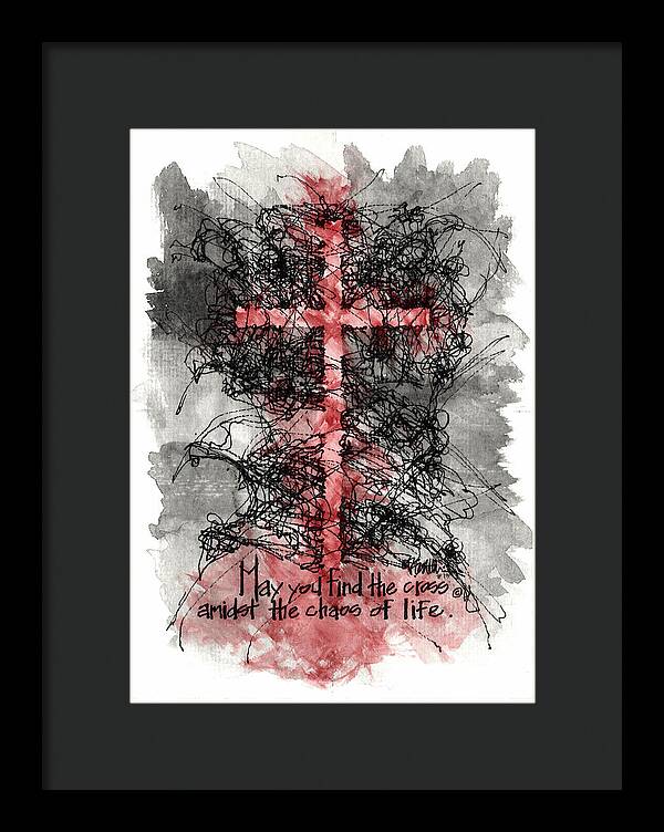 Chaos Order Cross 13 - Sorrowful Red - Framed Print