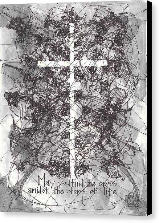 Chaos Order Cross 14 - Black and White - Canvas Print