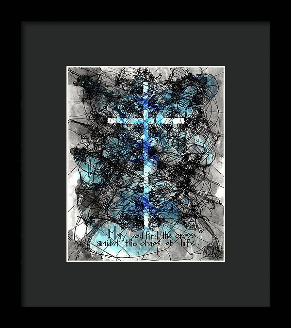 Chaos Order Cross 14 - Glorious Blue - Framed Print