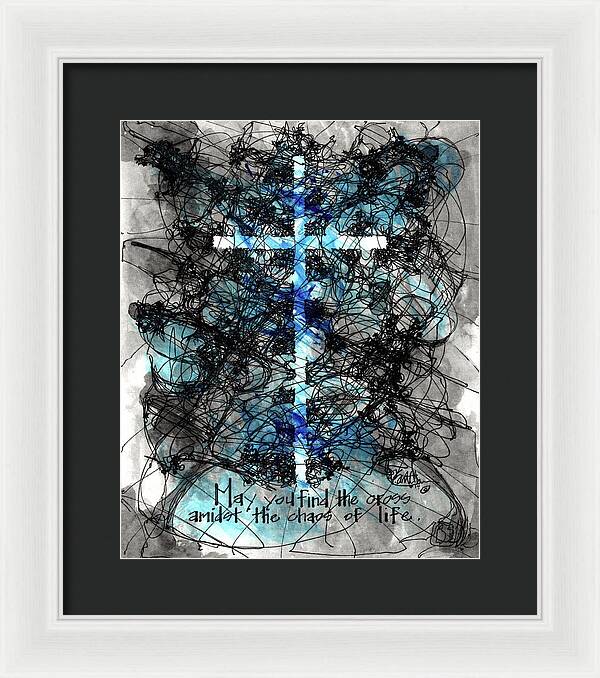 Chaos Order Cross 14 - Glorious Blue - Framed Print
