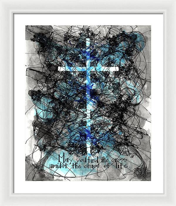Chaos Order Cross 14 - Glorious Blue - Framed Print