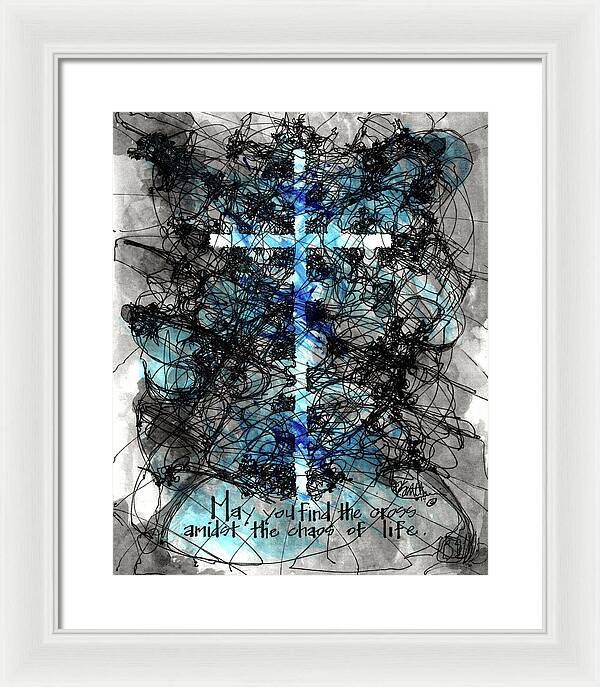 Chaos Order Cross 14 - Glorious Blue - Framed Print