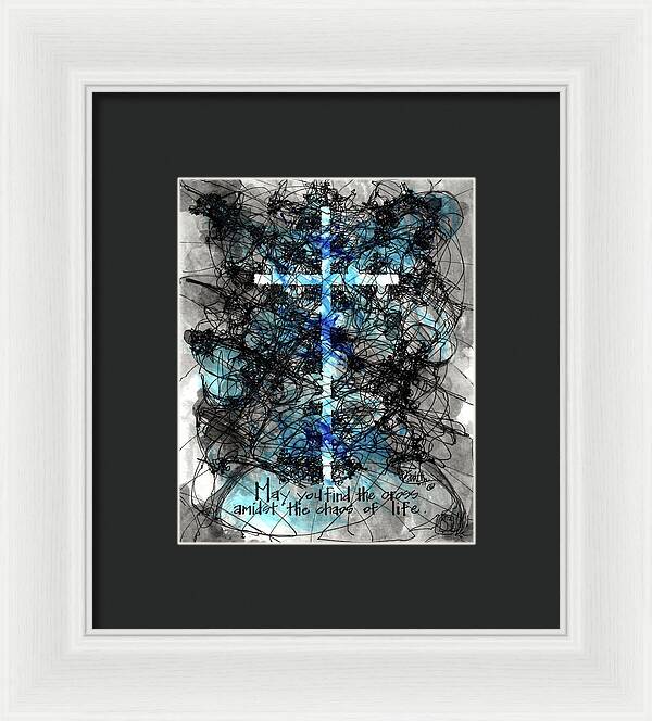 Chaos Order Cross 14 - Glorious Blue - Framed Print