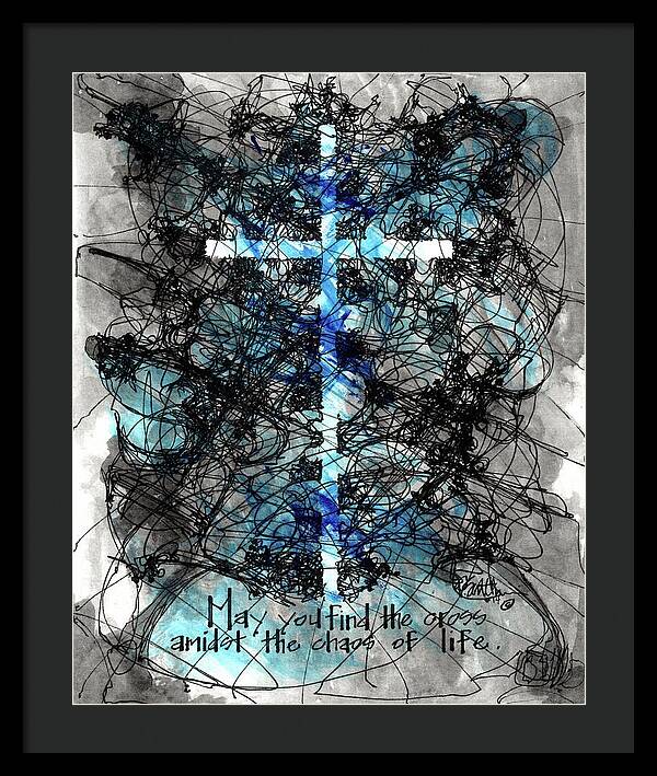 Chaos Order Cross 14 - Glorious Blue - Framed Print