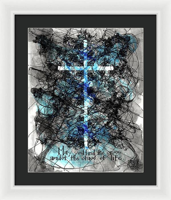 Chaos Order Cross 14 - Glorious Blue - Framed Print