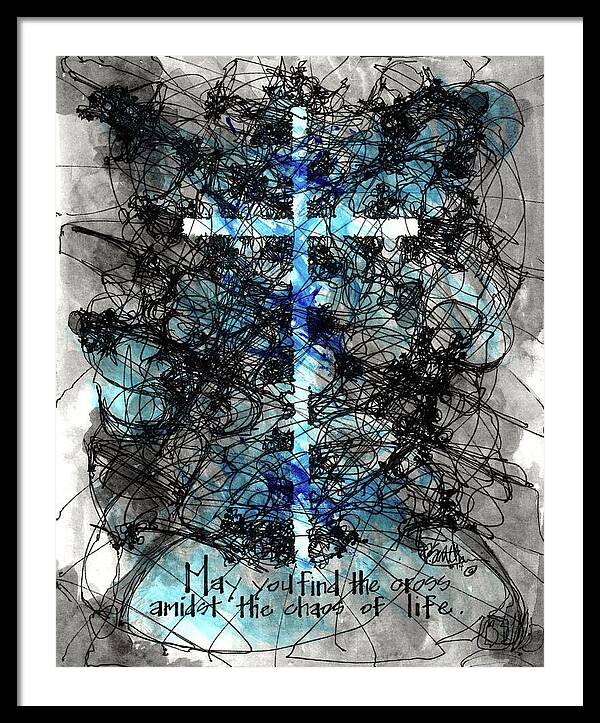 Chaos Order Cross 14 - Glorious Blue - Framed Print