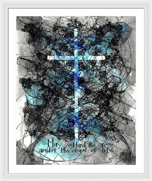 Chaos Order Cross 14 - Glorious Blue - Framed Print
