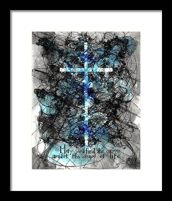 Chaos Order Cross 14 - Glorious Blue - Framed Print