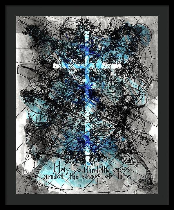 Chaos Order Cross 14 - Glorious Blue - Framed Print