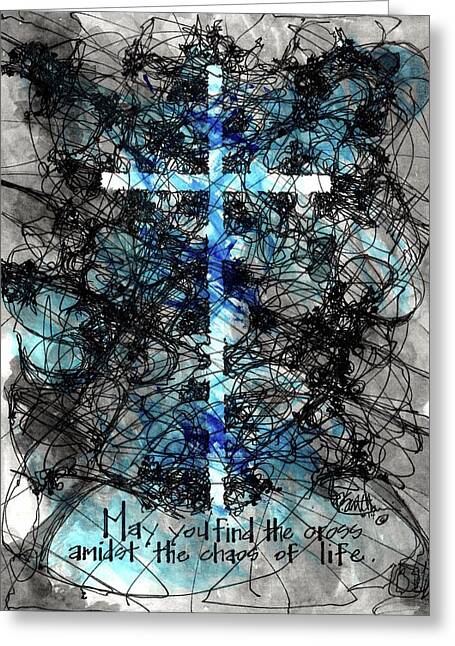 Chaos Order Cross 14 - Glorious Blue - Greeting Card