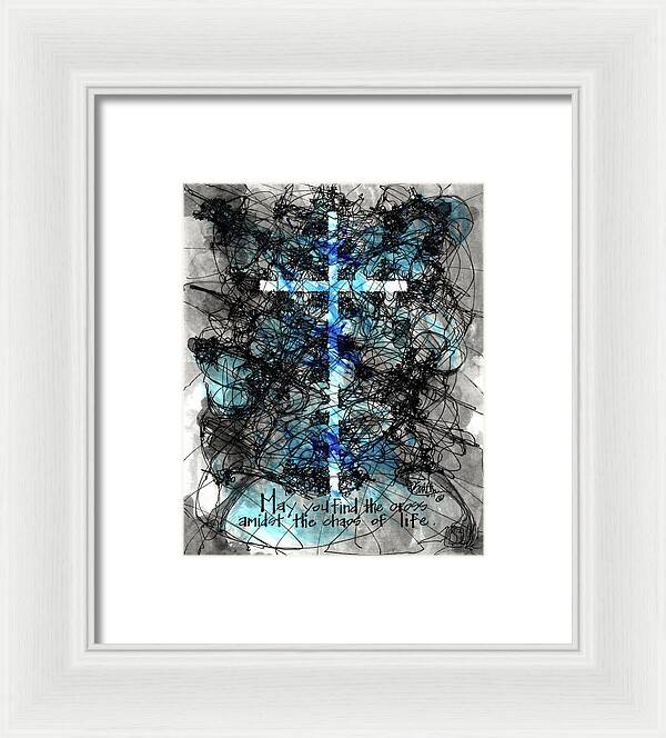 Chaos Order Cross 14 - Glorious Blue - Framed Print