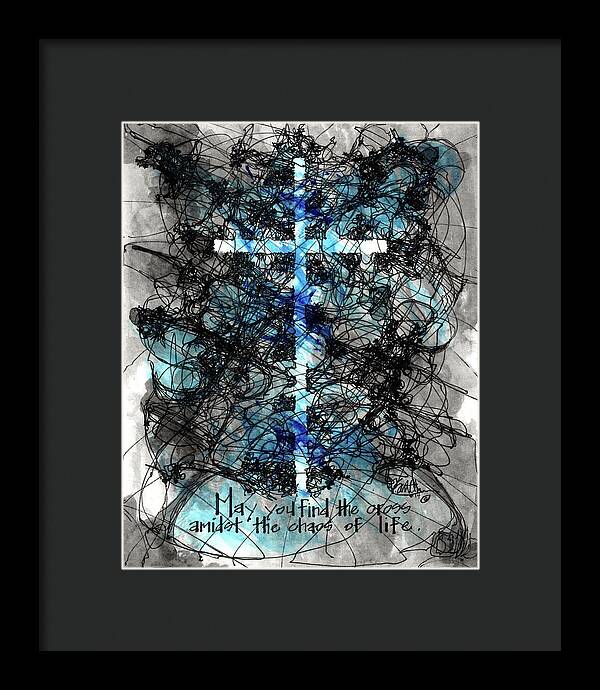 Chaos Order Cross 14 - Glorious Blue - Framed Print