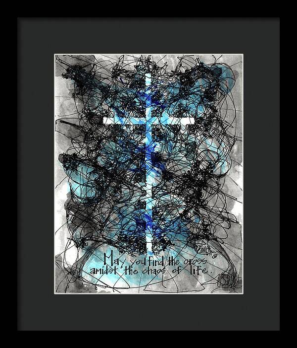Chaos Order Cross 14 - Glorious Blue - Framed Print