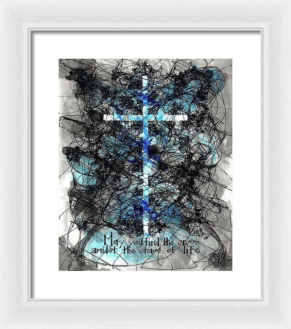 Chaos Order Cross 14 - Glorious Blue - Framed Print