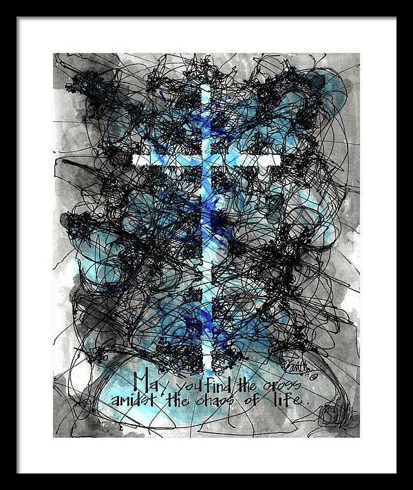 Chaos Order Cross 14 - Glorious Blue - Framed Print