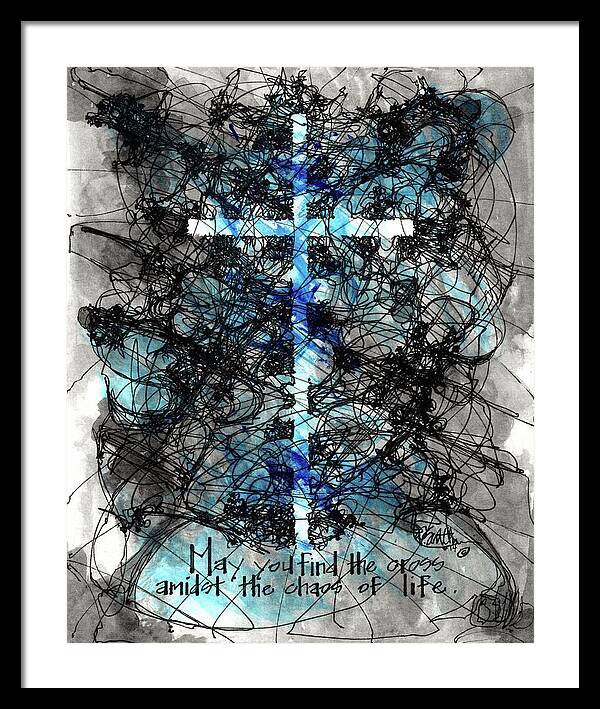 Chaos Order Cross 14 - Glorious Blue - Framed Print