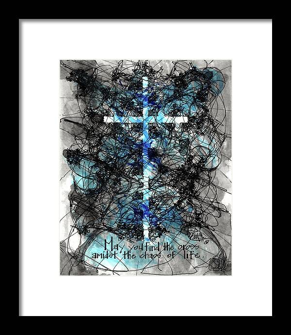Chaos Order Cross 14 - Glorious Blue - Framed Print