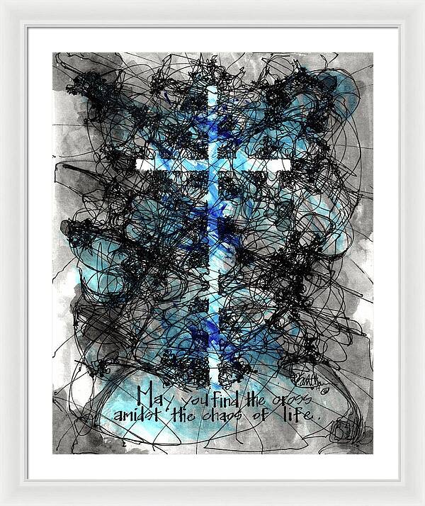 Chaos Order Cross 14 - Glorious Blue - Framed Print