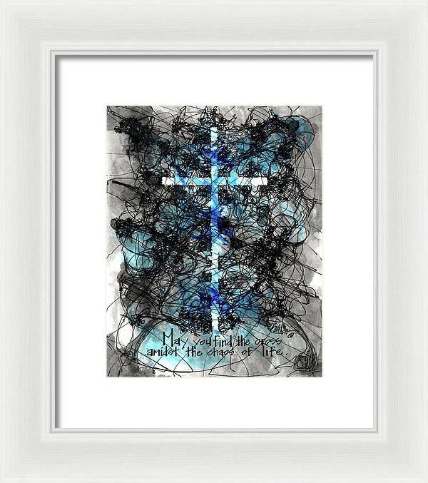 Chaos Order Cross 14 - Glorious Blue - Framed Print