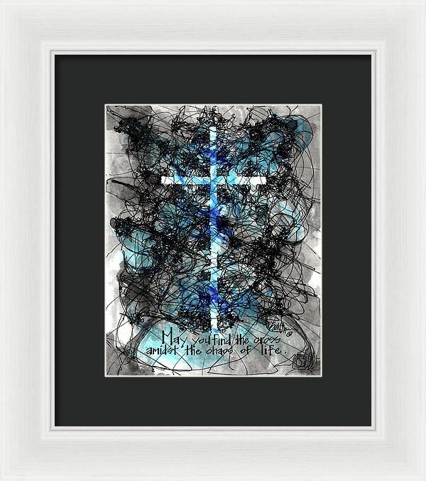Chaos Order Cross 14 - Glorious Blue - Framed Print