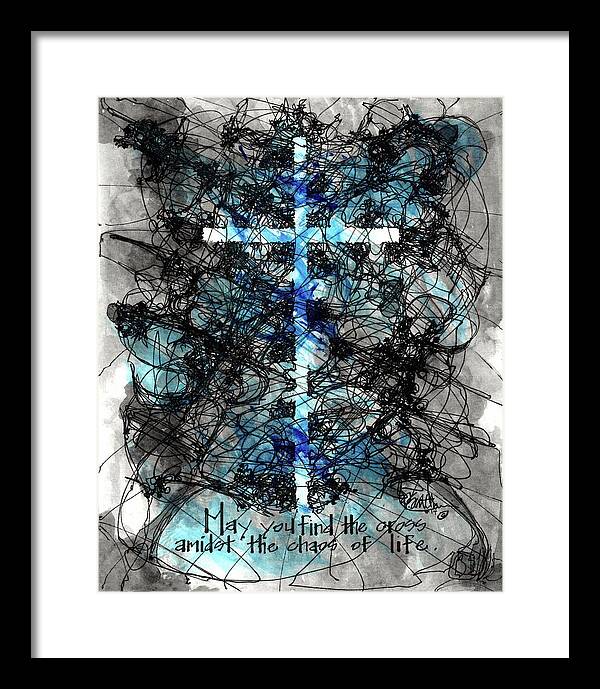 Chaos Order Cross 14 - Glorious Blue - Framed Print