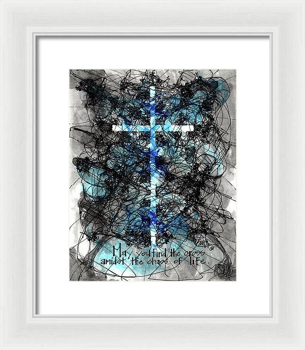Chaos Order Cross 14 - Glorious Blue - Framed Print