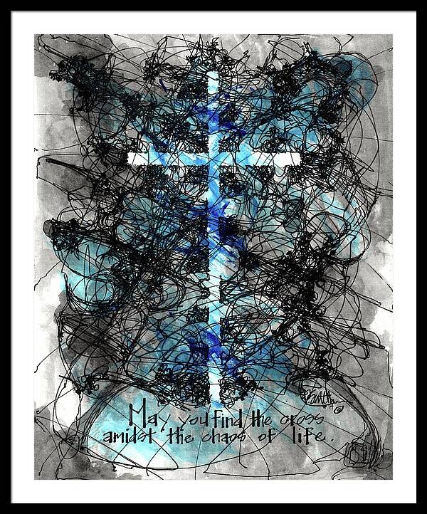 Chaos Order Cross 14 - Glorious Blue - Framed Print