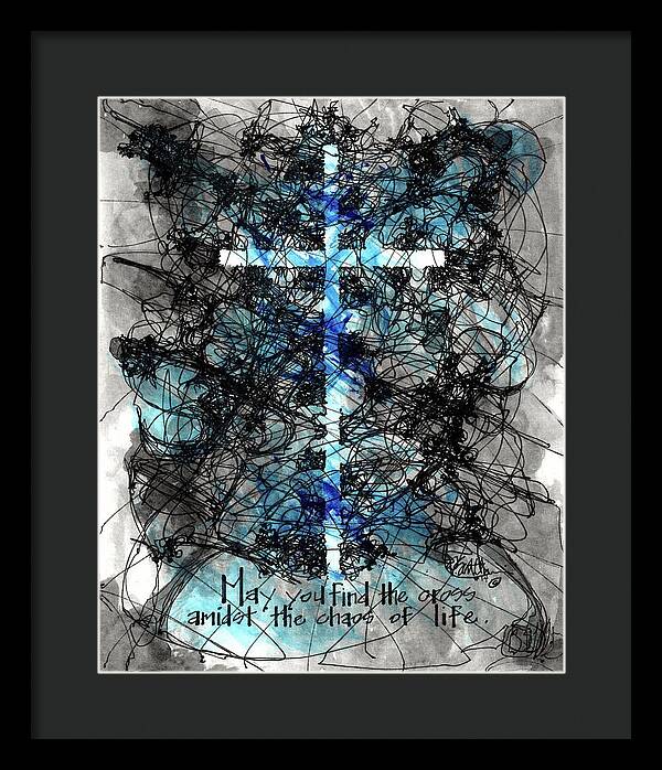 Chaos Order Cross 14 - Glorious Blue - Framed Print