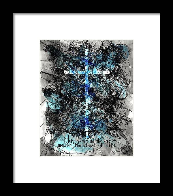 Chaos Order Cross 14 - Glorious Blue - Framed Print