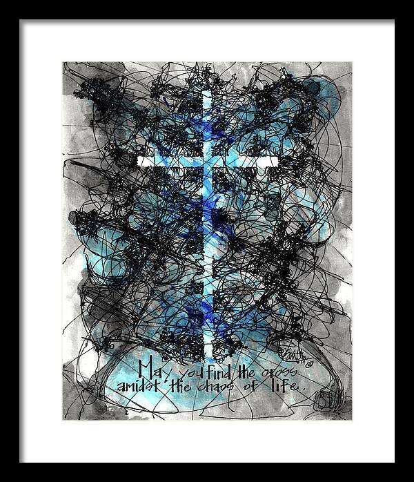 Chaos Order Cross 14 - Glorious Blue - Framed Print