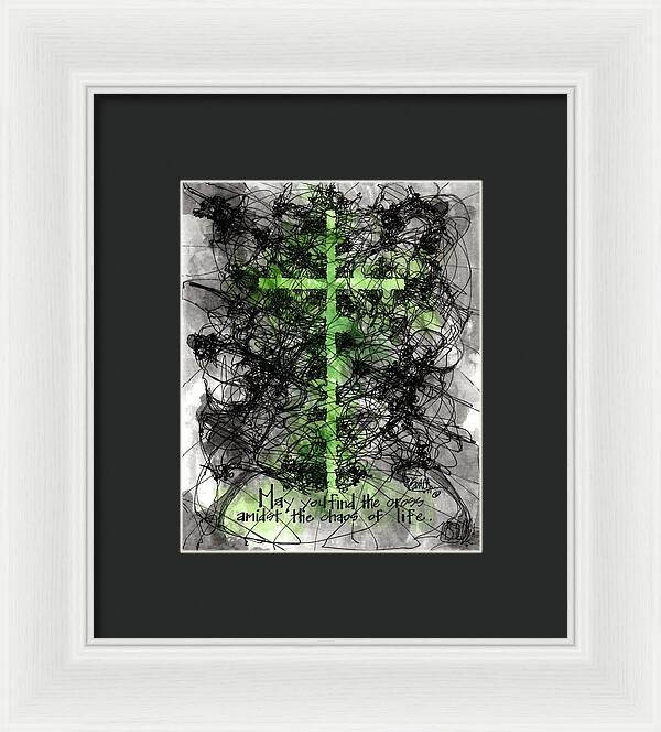 Chaos Order Cross 14 - Joyful Green - Framed Print