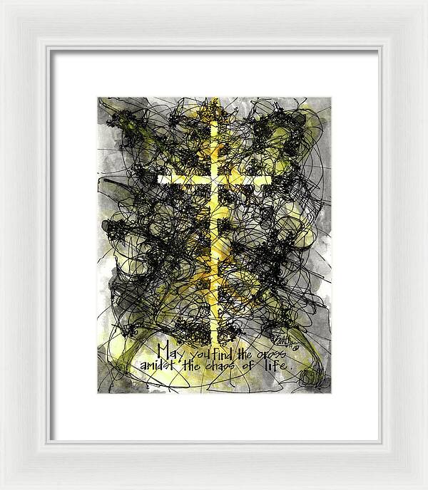 Chaos Order Cross 14 - Luminous Yellow - Framed Print