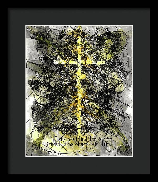 Chaos Order Cross 14 - Luminous Yellow - Framed Print