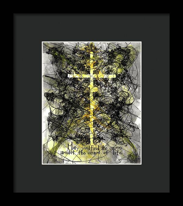 Chaos Order Cross 14 - Luminous Yellow - Framed Print