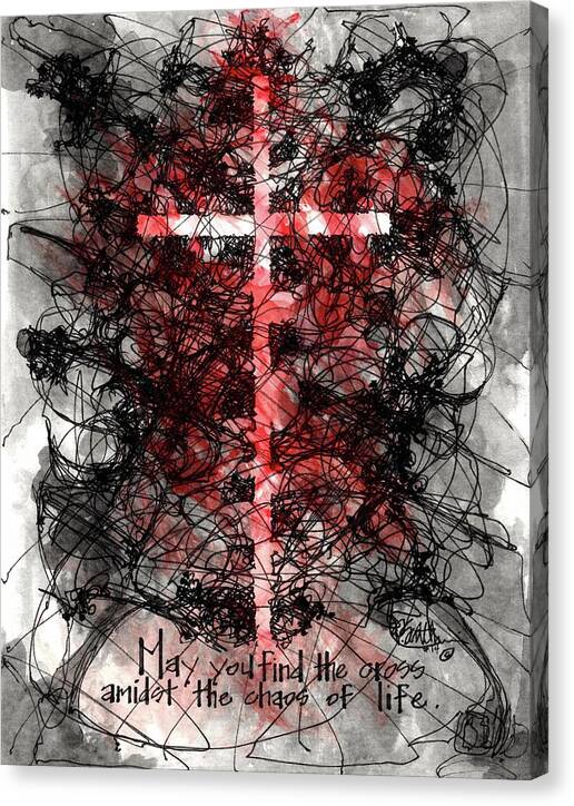 Chaos Order Cross 14 - Sorrowful Red - Canvas Print