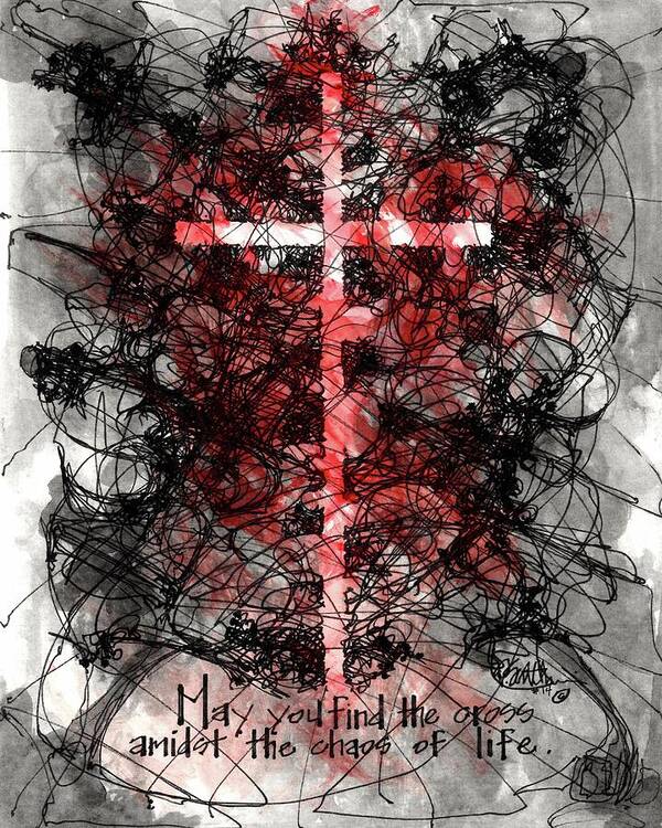 Chaos Order Cross 14 - Sorrowful Red - Art Print
