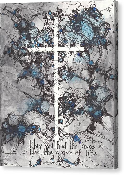 Chaos Order Cross 15 - Glorious Blue - Canvas Print