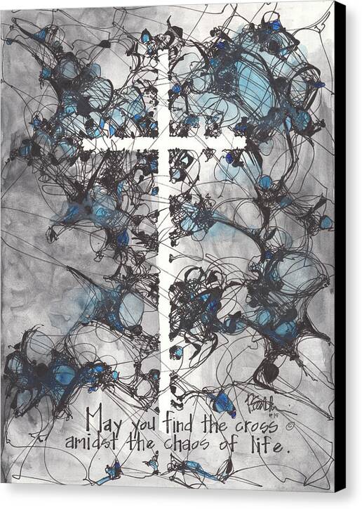 Chaos Order Cross 15 - Glorious Blue - Canvas Print