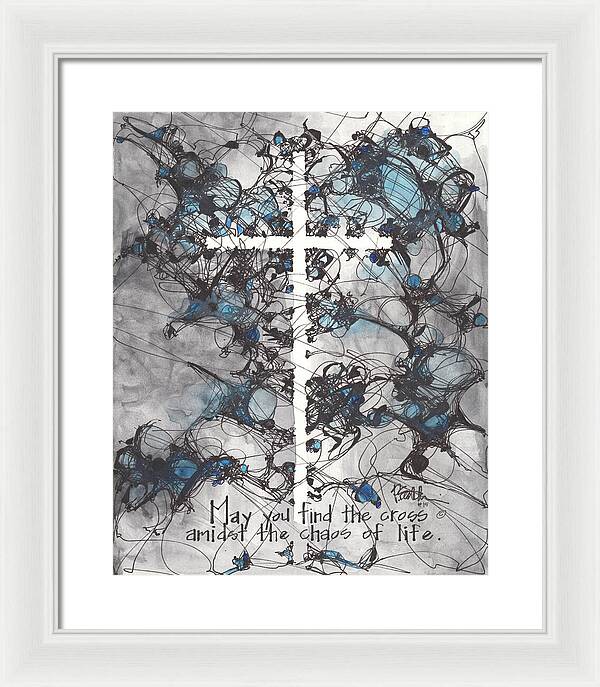 Chaos Order Cross 15 - Glorious Blue - Framed Print