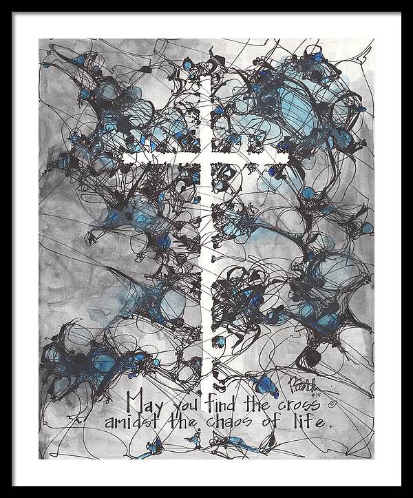 Chaos Order Cross 15 - Glorious Blue - Framed Print