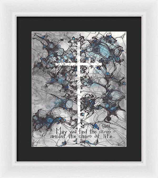 Chaos Order Cross 15 - Glorious Blue - Framed Print